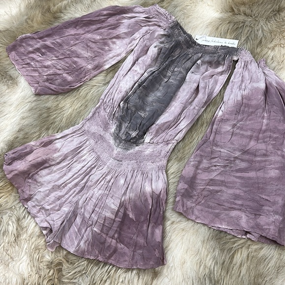 Young Fabulous & Broke Strapless Tie Dye Wide Sleeve Romper, Small, New with Tag - Picture 9 of 15